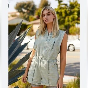Rare Free People Sage Green Sleeveless Jumpsuit Geronimo Coverall
